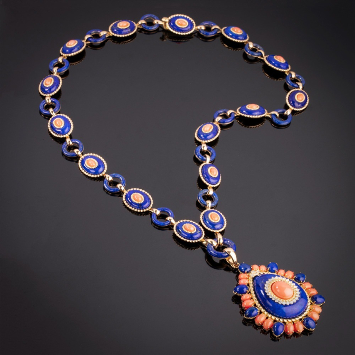 Goccia di Mare, Hard stone and diamond necklace